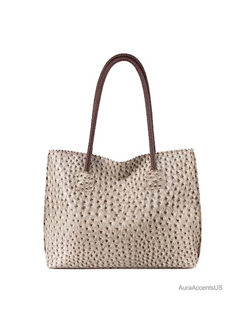 Vegan Leather Tote Bag with Zipper, Large Shoulder Purse